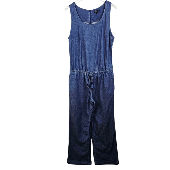H by Halston Dark Chambray Sleeveless Jumpsuit - Picture 1 of 8